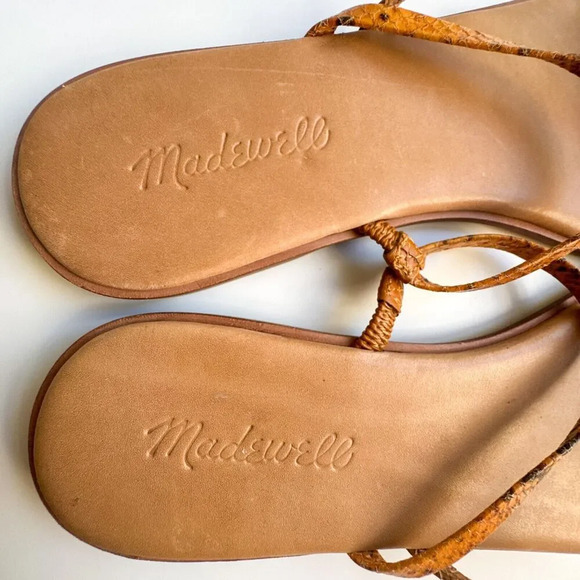 Madewell The Lyra Slide Sandal Snake Embossed Leather Straps Womens Size 8 - Picture 5 of 12